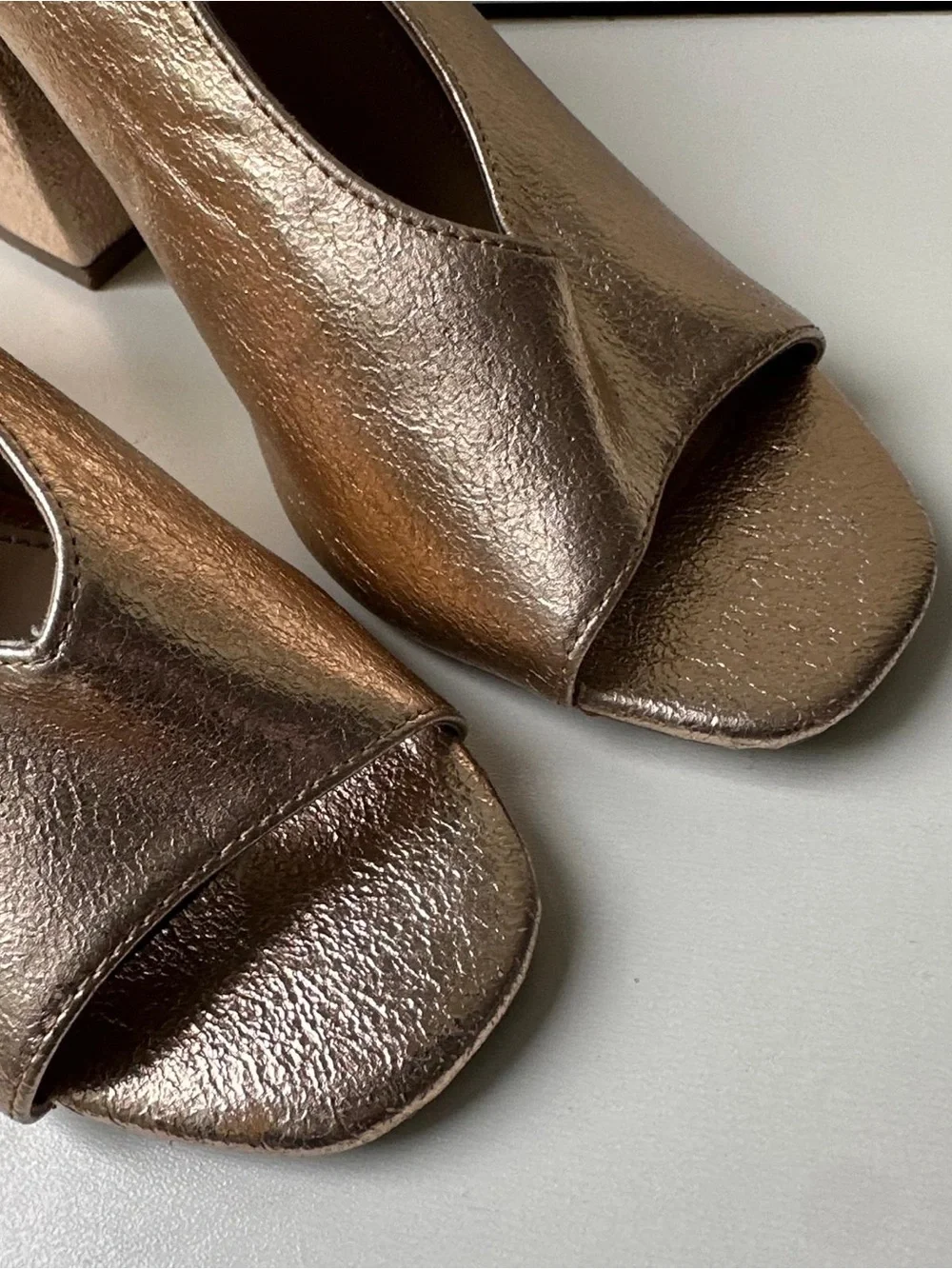A New Day Women's Metallic Gold Slingback Block Heels — Size 8